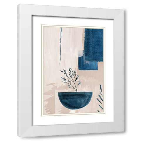 Calm Blues-3 White Modern Wood Framed Art Print with Double Matting by Moss, Sally Ann