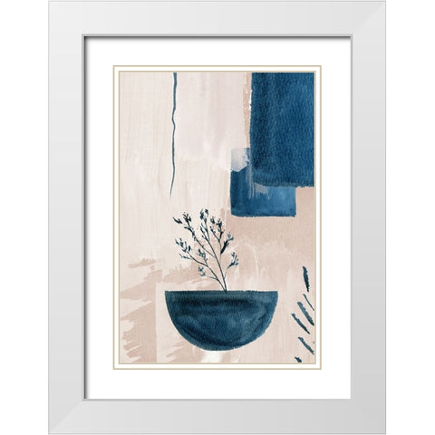 Calm Blues-3 White Modern Wood Framed Art Print with Double Matting by Moss, Sally Ann