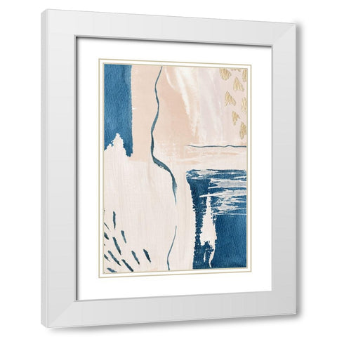 Calm Blues-2 White Modern Wood Framed Art Print with Double Matting by Moss, Sally Ann