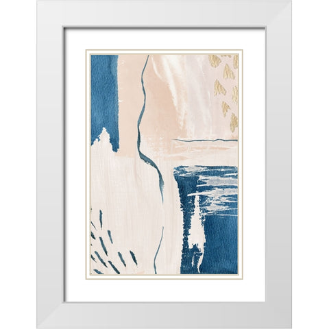 Calm Blues-2 White Modern Wood Framed Art Print with Double Matting by Moss, Sally Ann