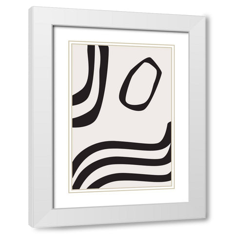Black Curves White Modern Wood Framed Art Print with Double Matting by Moss, Sally Ann