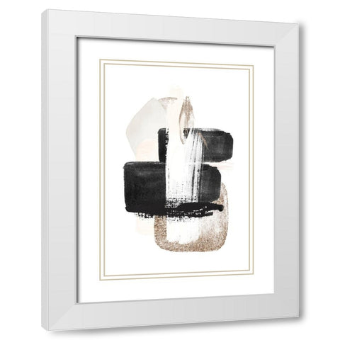 Brush Strokes-3 White Modern Wood Framed Art Print with Double Matting by Moss, Sally Ann
