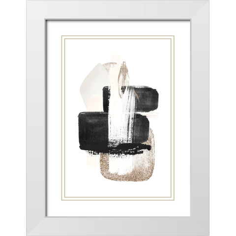 Brush Strokes-3 White Modern Wood Framed Art Print with Double Matting by Moss, Sally Ann