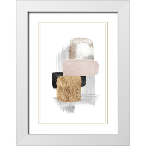 Brush Strokes-5 White Modern Wood Framed Art Print with Double Matting by Moss, Sally Ann