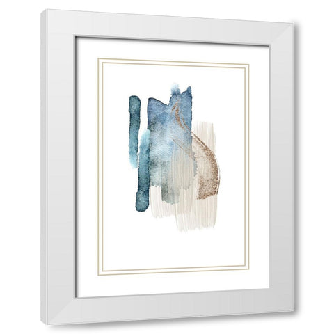 Atlantic Blue Abstract-2 White Modern Wood Framed Art Print with Double Matting by Moss, Sally Ann
