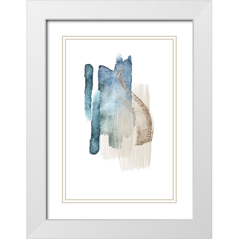 Atlantic Blue Abstract-2 White Modern Wood Framed Art Print with Double Matting by Moss, Sally Ann