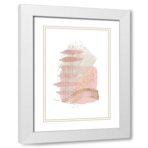 Mystical Pink Abstract-2 White Modern Wood Framed Art Print with Double Matting by Moss, Sally Ann