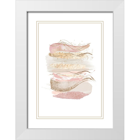 Mystical Pink Abstract-1 White Modern Wood Framed Art Print with Double Matting by Moss, Sally Ann