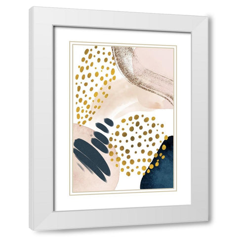 Smooth Abstract-1 White Modern Wood Framed Art Print with Double Matting by Moss, Sally Ann