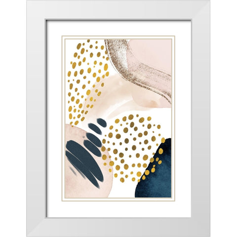 Smooth Abstract-1 White Modern Wood Framed Art Print with Double Matting by Moss, Sally Ann