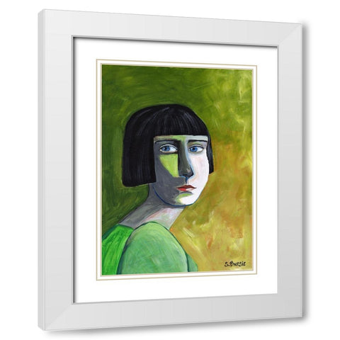 Lady with the Look White Modern Wood Framed Art Print with Double Matting by Bursic, Sharyn