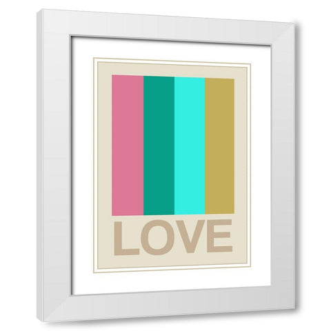 Retro Stripe LOVE CItrus White Modern Wood Framed Art Print with Double Matting by Collett, Frances