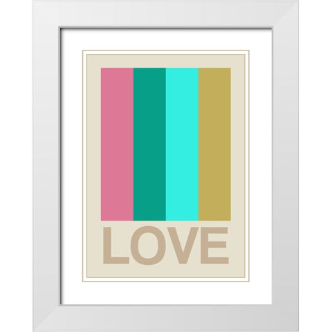 Retro Stripe LOVE CItrus White Modern Wood Framed Art Print with Double Matting by Collett, Frances