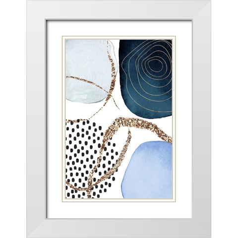 Aesthetic Blues-1 White Modern Wood Framed Art Print with Double Matting by Moss, Sally Ann