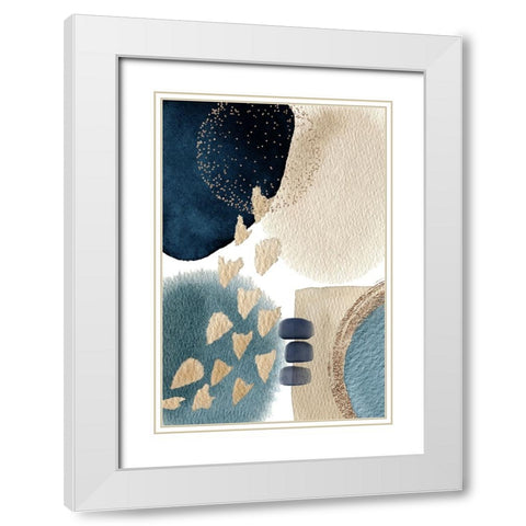 Blue Beauty-1 White Modern Wood Framed Art Print with Double Matting by Moss, Sally Ann