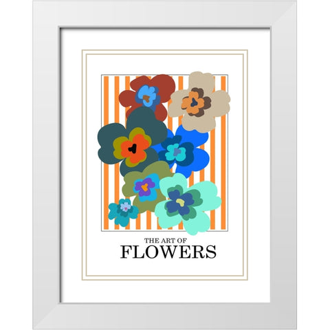 The Art Of Flowers Orange Stripe White Modern Wood Framed Art Print with Double Matting by Collett, Frances