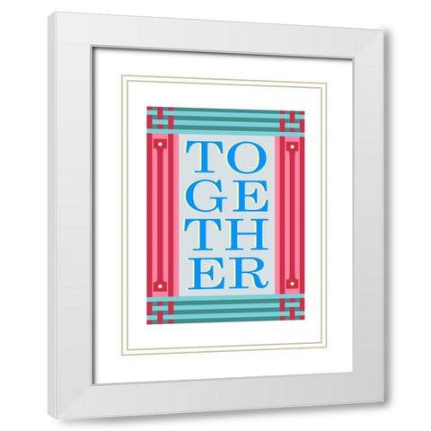 Together Blue White Modern Wood Framed Art Print with Double Matting by Collett, Frances
