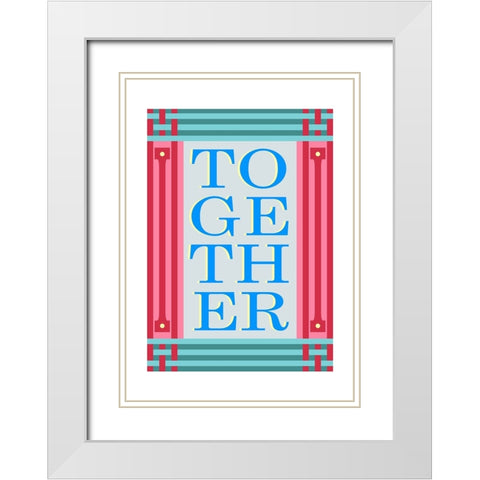 Together Blue White Modern Wood Framed Art Print with Double Matting by Collett, Frances