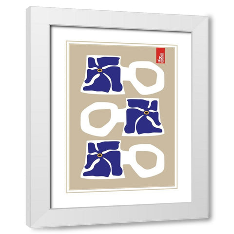Ukiyo Mug Blue White Modern Wood Framed Art Print with Double Matting by Collett, Frances