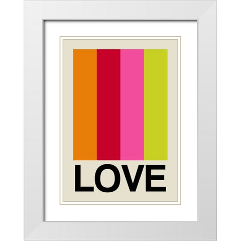 Retro Stripe LOVE Fruit White Modern Wood Framed Art Print with Double Matting by Collett, Frances