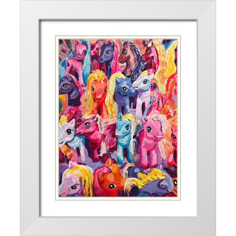 Ponies White Modern Wood Framed Art Print with Double Matting by Key and Sea