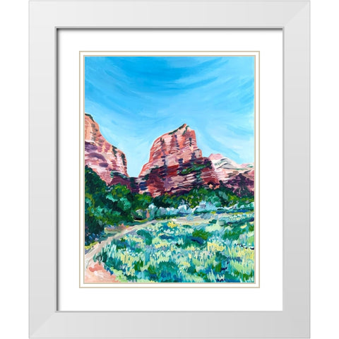 Angels Landing White Modern Wood Framed Art Print with Double Matting by Key and Sea