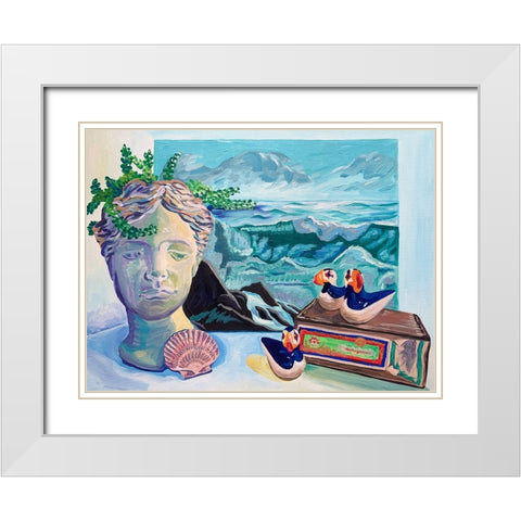 Coastal Still Life White Modern Wood Framed Art Print with Double Matting by Key and Sea
