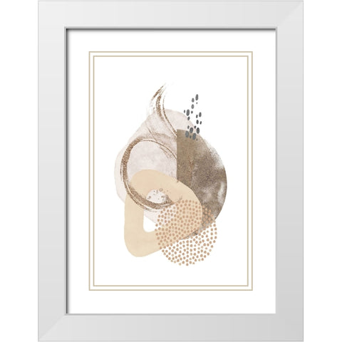 Neutral Silk-1 White Modern Wood Framed Art Print with Double Matting by Moss, Sally Ann