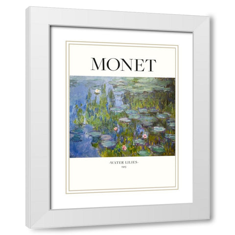 Water Lilies 1915 White Modern Wood Framed Art Print with Double Matting by Pictufy