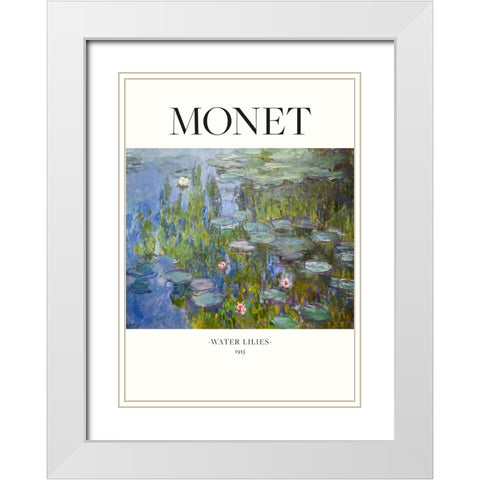 Water Lilies 1915 White Modern Wood Framed Art Print with Double Matting by Pictufy