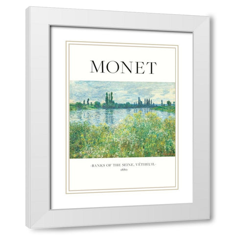 Banks Of The Seine White Modern Wood Framed Art Print with Double Matting by Pictufy