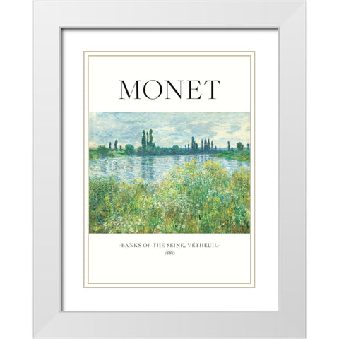 Banks Of The Seine White Modern Wood Framed Art Print with Double Matting by Pictufy