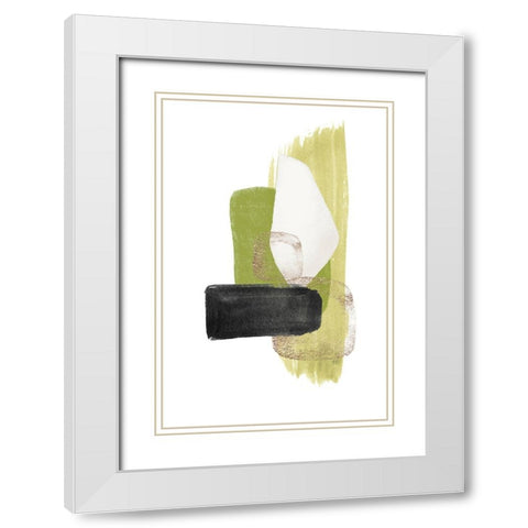 Green Dream-3 White Modern Wood Framed Art Print with Double Matting by Moss, Sally Ann