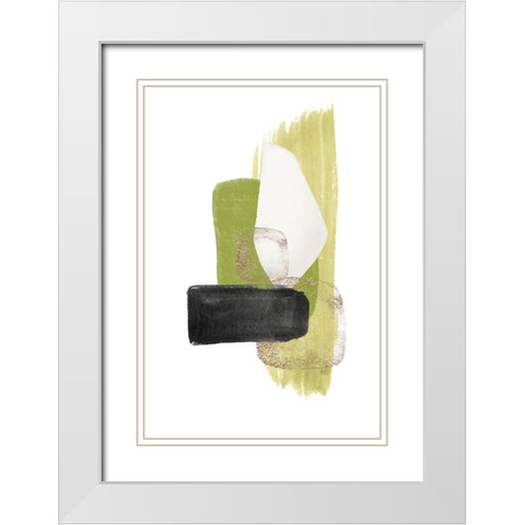 Green Dream-3 White Modern Wood Framed Art Print with Double Matting by Moss, Sally Ann