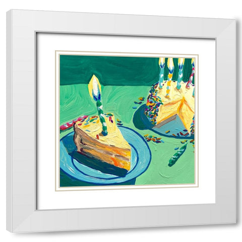 Birthday Cake White Modern Wood Framed Art Print with Double Matting by Key and Sea