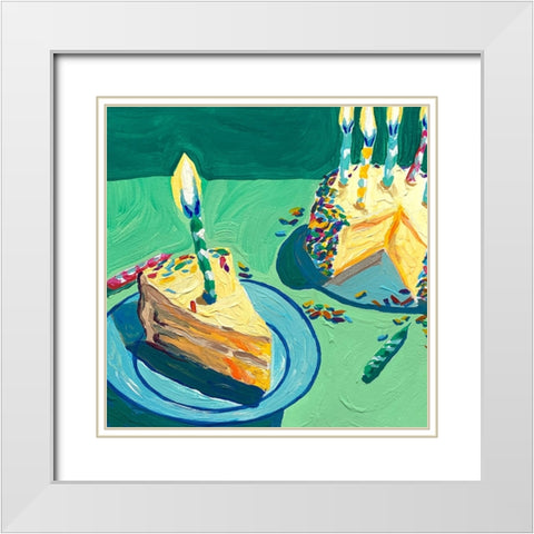 Birthday Cake White Modern Wood Framed Art Print with Double Matting by Key and Sea