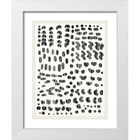 Dots and Strokes White Modern Wood Framed Art Print with Double Matting by Hobday, Dan