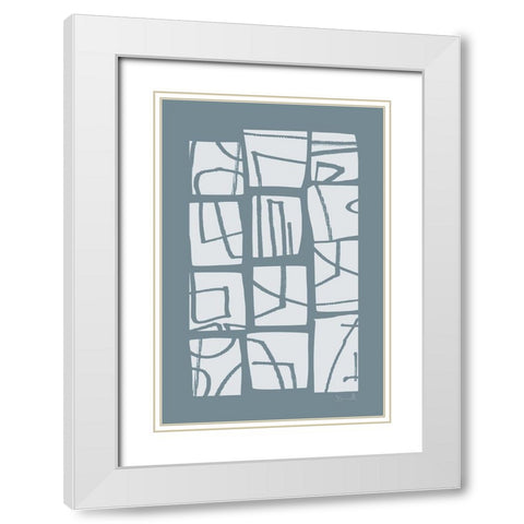 Shapes and Lines White Modern Wood Framed Art Print with Double Matting by Hobday, Dan