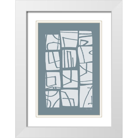 Shapes and Lines White Modern Wood Framed Art Print with Double Matting by Hobday, Dan