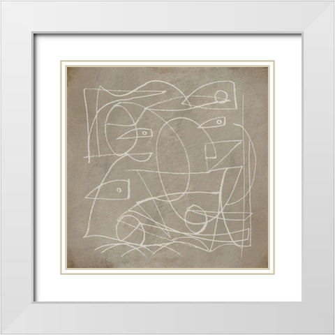 Faces White Modern Wood Framed Art Print with Double Matting by Hobday, Dan