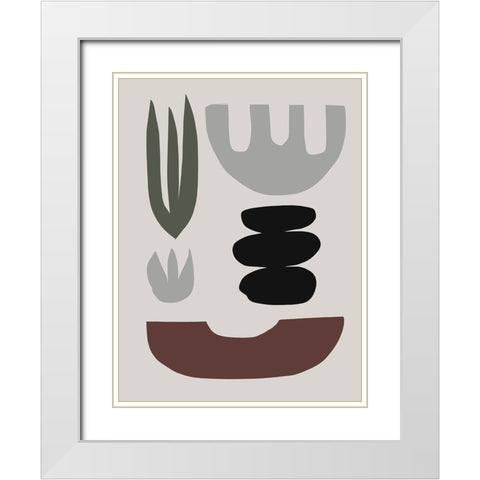 Shapes White Modern Wood Framed Art Print with Double Matting by Hobday, Dan