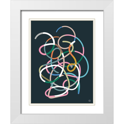 Color Lines White Modern Wood Framed Art Print with Double Matting by Hobday, Dan