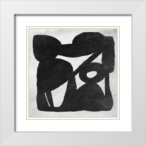 Abstract Melody No5 White Modern Wood Framed Art Print with Double Matting by Hobday, Dan