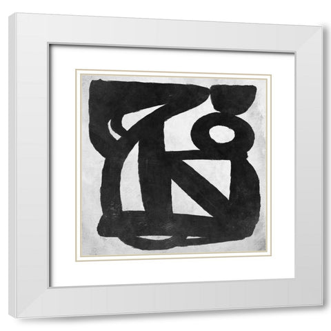 Abstract Melody No4 White Modern Wood Framed Art Print with Double Matting by Hobday, Dan