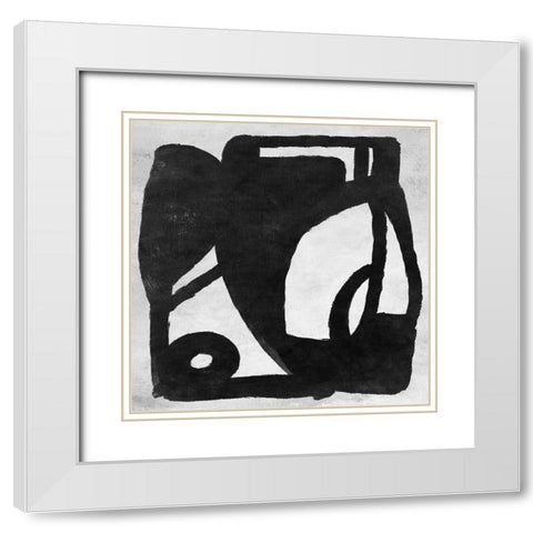 Abstract Melody No3 White Modern Wood Framed Art Print with Double Matting by Hobday, Dan