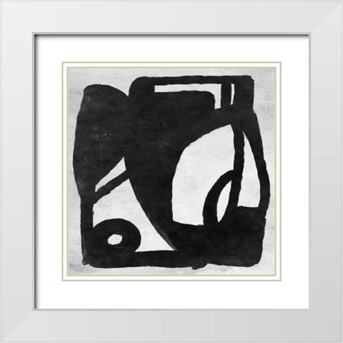 Abstract Melody No3 White Modern Wood Framed Art Print with Double Matting by Hobday, Dan