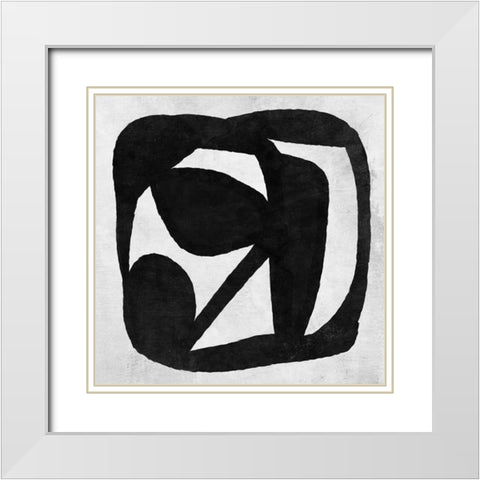 Abstract Melody White Modern Wood Framed Art Print with Double Matting by Hobday, Dan