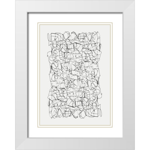 Circuitry White Modern Wood Framed Art Print with Double Matting by Hobday, Dan