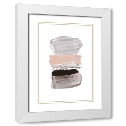 Strokes White Modern Wood Framed Art Print with Double Matting by Hobday, Dan