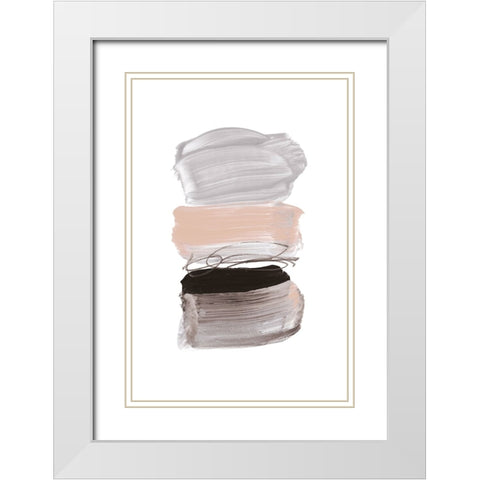 Strokes White Modern Wood Framed Art Print with Double Matting by Hobday, Dan